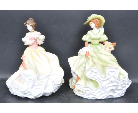 Two Royal Doulton ceramic porcelain figurines from the Pretty Ladies collection to include 'Spring Dreams' HN5106 and “ Inter