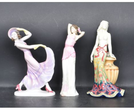 A group of three vintage 20th century ceramic porcelain figurines. The collection to include: Royal Doulton - Secret Thoughts