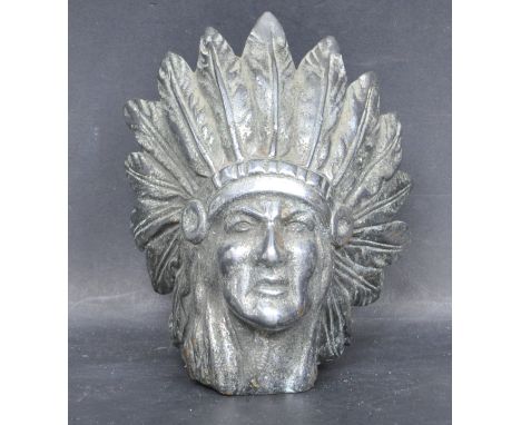 A vintage retro 20th century American / Native American hood ornament - A believed Guy Motors Super Chief Indian Head &nbsp;l