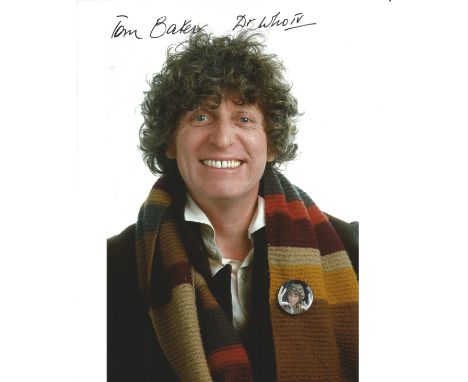 Tom Baker signed 10x8 colour photograph taken during his time playing the Doctor in Doctor Who. Good condition. All autograph