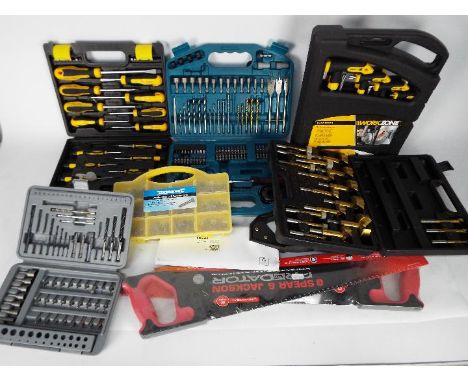 Mixed tools and accessories to include T handle hex key set, screwdrivers, saws and other.

All items must be paid for and co