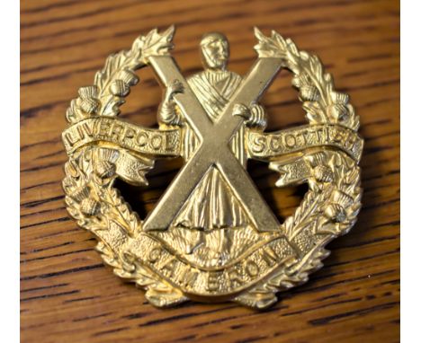 Queen's Own Cameron Highlanders (The Liverpool-Scottish) Territorial Regiment Officers Cap Badge (Gold-gilt), two lugs, desig