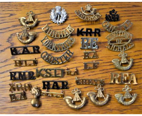 British WWI/II Shoulder Title Collection (30) Yorkshire, Somerset Light Infantry, Scottish Light Infantry, Royal Engineers, D