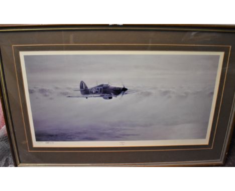 British Limited Edition Print of a Spitfire 'Ginger' by E.A. Mills, 167/500 signed by the artist.