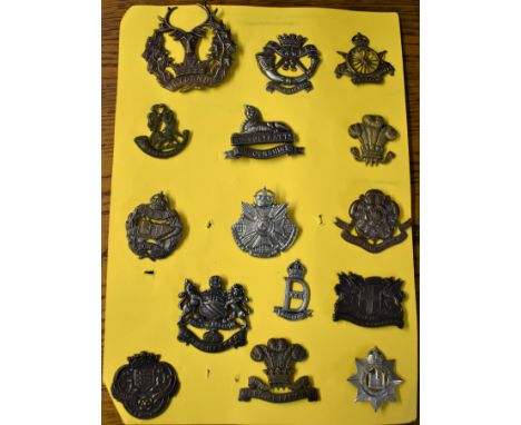 British Cap Badge Collection (15) Including: Army Cyclist Corps, Lancashire Hussars etc. Mostly restirkes but good space fill