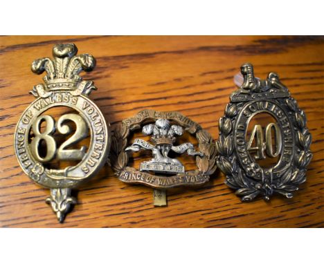 40th &amp; 82nd Second Somersetshire and Prince of Wales's Volunteers (South Lancashire) Glengarry Badges and Forage Cap Badg