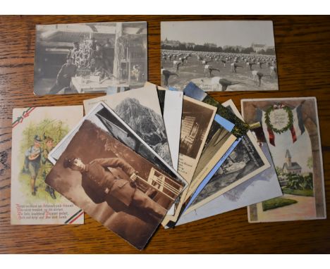 German WWI and later Postcards, Christmas 1917, Patriotic Song, a view of soldiers on Malerische Strasse, portrait of a solde