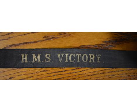 H.M.S. Victory British Naval Cap Tally, early 20th century cap tally as worn on the H.M.S. Victory In 1922, she was moved to 