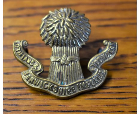 Lothian's &amp; Berwickshire Imperial Yeomanry Victorian Cap Badge (Gilding-metal), two lugs. K&amp;K: 1348
