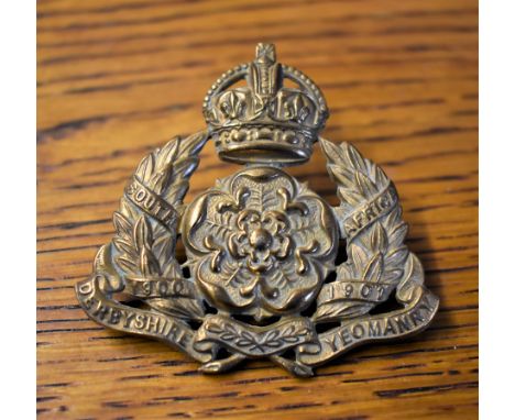 Derbyshire Yeomanry (Dragoons) WWI Cap Badge (Brass), two lugs, first type. K&amp;K: 1442