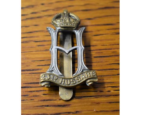 23rd Hussars WWII Cap Badge (Bi-metal), slider. K&amp;K: 1913