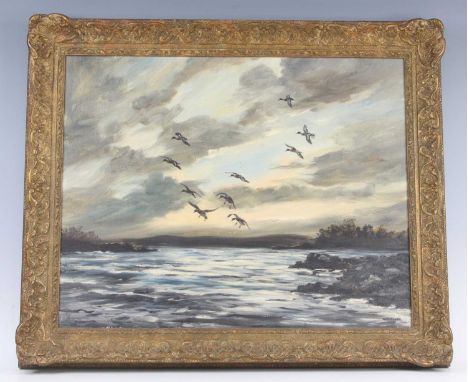Hugh Monahan, (Irish 1914-1970), Mallard - Lough Gara, oil on canvas, signed lower right and dated 1949, with Rowland Ward's 