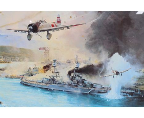 After Robert Taylor, (b.1946), Remember Pearl Harbour The Attack On The USS Nevada, limited edition print no.29/750, signed i