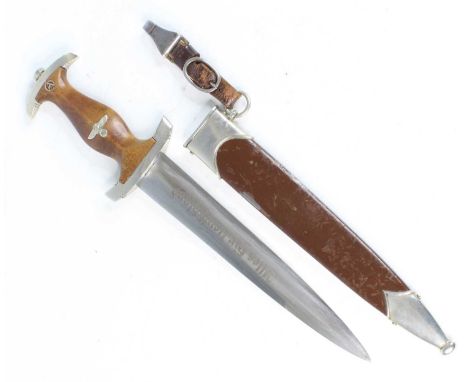 A German Third Reich SA (Sturmabteilung) dress dagger by Anton Wingen Jr Solingen, the 22cm flattened diamond section blade e