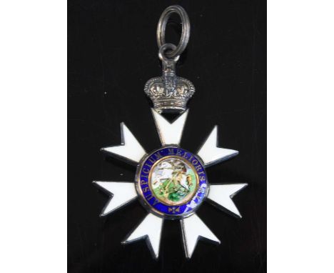The Most Distinguished Order of St Michael and St George, a Companion's neck badge (C.M.G.), silver-gilt and enamel, in fitte