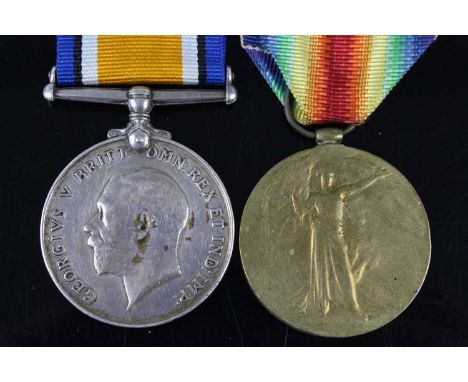 A WW I British War and Victory pair, naming 57611. PTE. F. WILKINS. SUFF. R. (2)