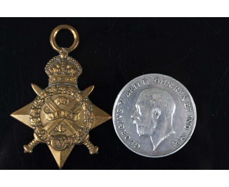 A WW I 1914 Mons Star, naming 1222 PTE. R. SHIELDS. 2/HIGH.L.I., together with three Victory medals, naming T-3403. SPR. F.J.