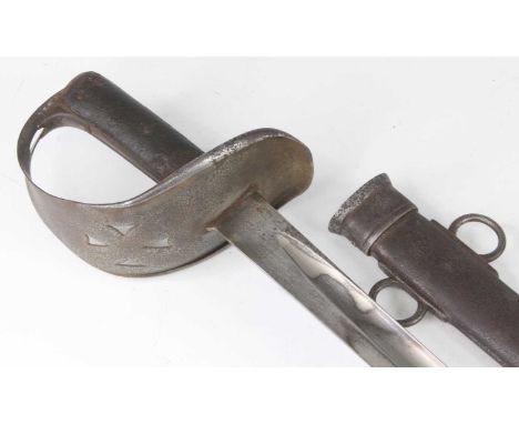 A British 1890 pattern Cavalry Trooper's sword, the 87cm slightly curved fullered blade stamped to the forte with WD mark cro
