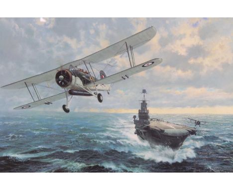 After Gerald Coulson (b.1926), To Sink The Bismarck, limited edition print, signed in pencil by the artist, 51 x 64cm, togeth