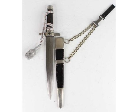 A German Third Reich Postschutz (Postal Protection Service) Leaders dagger, having a 24cm flattened diamond section blade wit