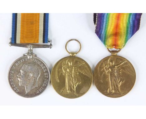 A family group of three WW I medals to include a British War and Victory pair, naming 392042 PTE. F.G. SELL. 9-LOND. R. and a