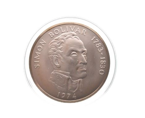 Republic of Panama - Silver 20 Balboas, 1974, depicting the portrait of Simon Bolivar 1783-1830, 