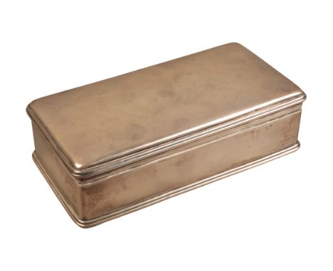 AN EDWARD VII SILVER CIGARETTE BOXby Wright & Davies, London 1906, of plain oblong form, gilded lid and cedar lined, 18cm lon