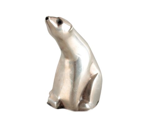 AN EARLY 20TH CENTURY NORWEGIAN STERLING SILVER POLAR BEAR PEPPERETTEby David Andersen, of Art Deco design, 5.5cm high