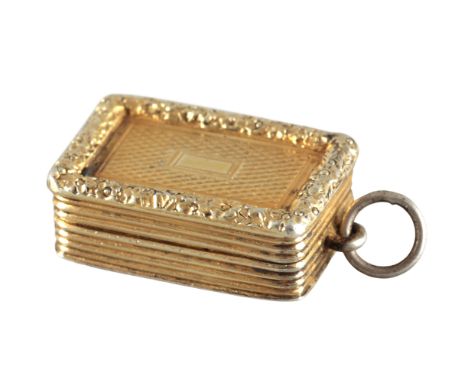 A GEORGE IV SILVER GILT VINAIGRETTEby Thomas Shaw, Birmingham 1824, the bright cut lid with floral cast corners and vacant ca