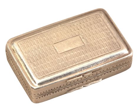 A WILLIAM IV SILVER VINAIGRETTE by George Smith, Birmingham 1832, of rectangular shape with engine turned decoration, vacant 