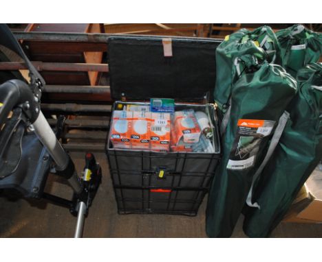 A Shop-A-Seat shopping basket and contents of various light bulbs 