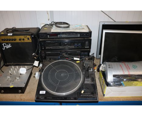 A Pioneer hi-fi comprising of a tuner and amplifier, cassette deck, record player and a Pioneer compact disc player PD-101