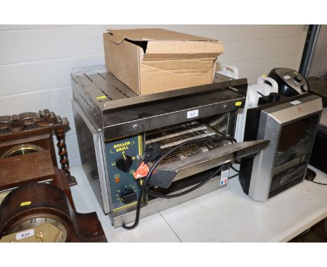 An industrial roller grill 