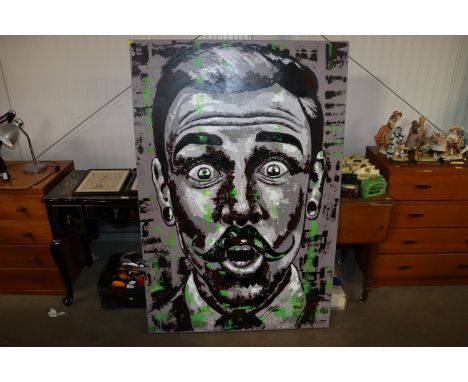 A large oil on canvas portrait study AF