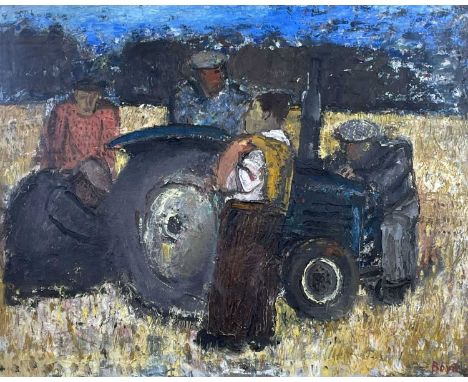 ‡ JOHN BOYD (Scottish 1940-2001) oil on canvas - four figures and tractor, signed, 60 x 74cms
Provenance: private collection 