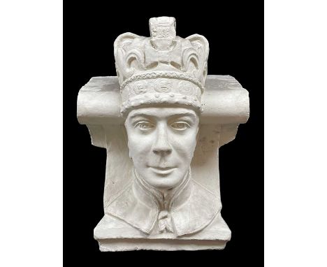 WYNDHAM CLARKE PLASTER HEAD OF KING GEORGE VI, 1938, for an architectural corbel on Llandaff Cathedral, 45cm h
Provanance: Th