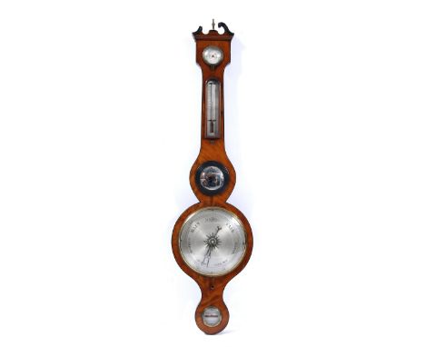 A 19th Century mahogany and silvered wheel barometer by Williamson of Rochdale, 100cm high