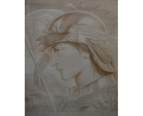 Portrait of Mercury, possibly by Simeon Solomon (British, 1840-1905) Titled 'The Knight of the Lords Passion', charcoal/chalk