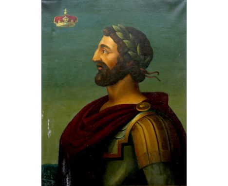 19th Century Continental School A portrait of King Charlemagne, oil on canvas, 82cm x 62cm