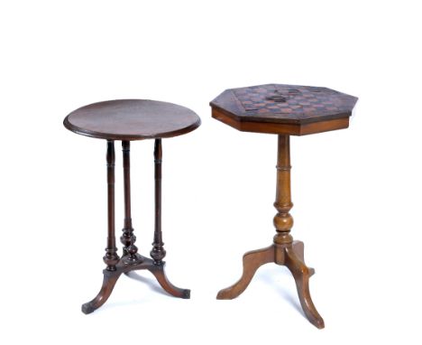 A Victorian inlaid chess table and a Victorian mahogany circular occasional table (2)