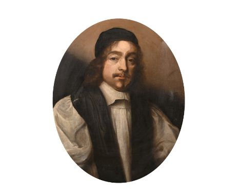 Circle of John Michael Wright (1617-1694) A portrait of a Cleric, oil on canvas, 28.5" x 24" oval. Probably from the Van Bred