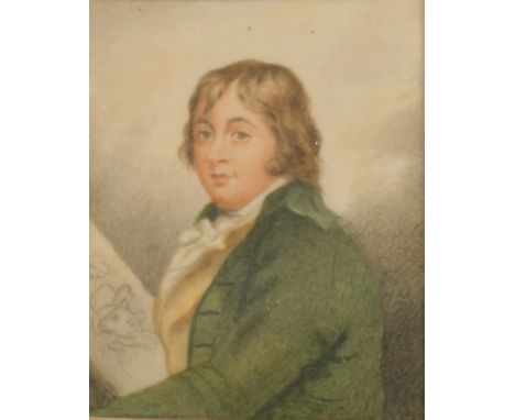 Early 19th Century English School, a miniature portrait of an artist, watercolour on ivory, 3.25" x 2.75".