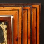 Three inlaid hardwood frames, rebate size - 15.75" x 11.75" (40 x 30cm) and another with an inset