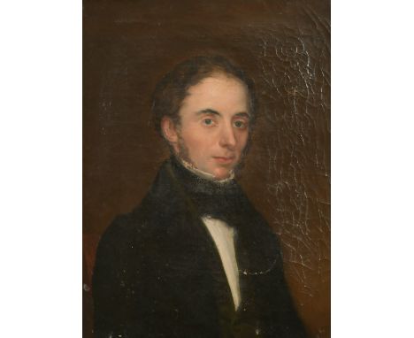 19th Century English School, a half-length portrait of a seated gentleman, oil on canvas, 12" x 10".