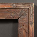 An Oriental hardwood frame, rebate size - 17.75" x 29.75" (45 x 75.5cm).