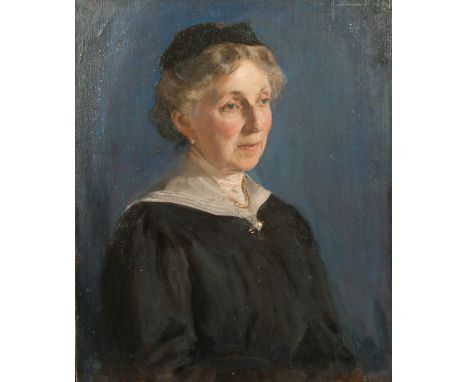 19th Century Scottish School, a portrait of a lady dressed in black, oil on canvas, 20" x 24", (unframed).