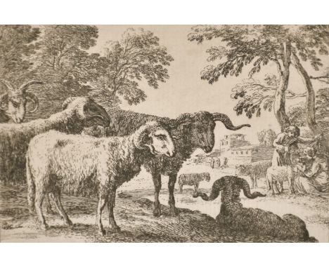 A collection of seven Old Master engravings featuring animals, along with a 19th Century Engraving of Wild Boar, (8).