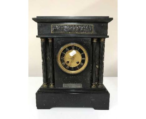 A Victorian marble mantel clock by H. Little of Lancaster 