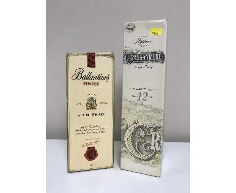 A bottle of Cragganmore Single Malt Scotch Whisky aged 12 years, 1 litre, in box, together with a bottle of Ballantines Scotc