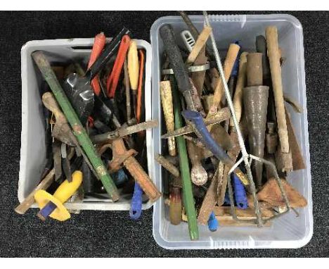 Two tubs of hand tools 